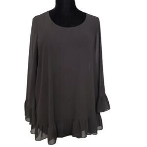 Show Me Your Mumu Little Black Semi Sheer Lined Mini Swing Tunic Dress Medium